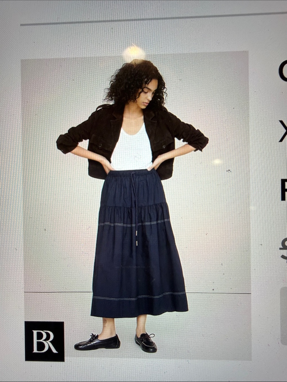 Banana Republic Navy Tiered Maxi Skirt with Drawstring Waist - Picture 7 of 7